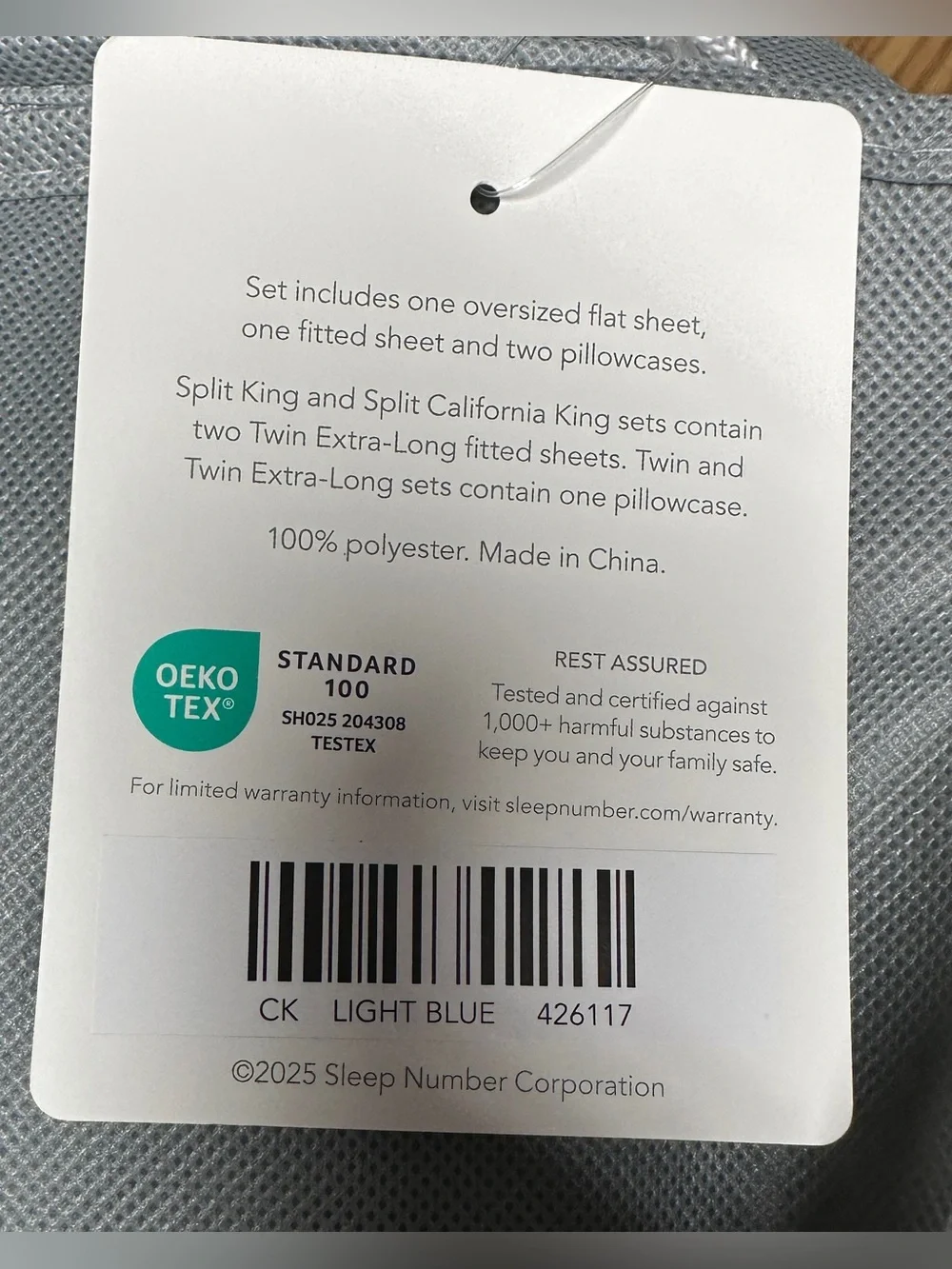 Sleep Number Winter Plush Soft Sheet Set California King Light Blue Cal King NWT